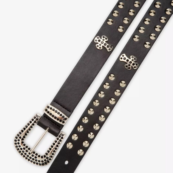 NEW WITH TAGS Hot Topic Studded Cross Black Belt Women’s Large - Picture 2 of 3